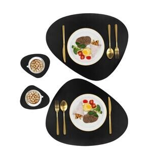 4 AHHFSMEI Placemats Faux Leather Heat-Resistant Non-Slip Washable & 4 Coasters